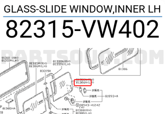 Nissan 82315VW402 GLASS-SLIDE WINDOW,INNER LH