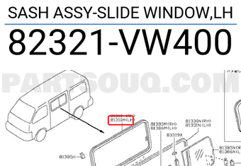 Nissan 82321VW400 SASH ASSY-SLIDE WINDOW,LH