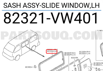 Nissan 82321VW401 SASH ASSY-SLIDE WINDOW,LH