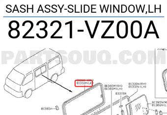 Nissan 82321VZ00A SASH ASSY-SLIDE WINDOW,LH