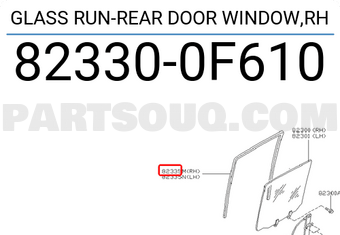 Nissan 823300F610 GLASS RUN-REAR DOOR WINDOW,RH