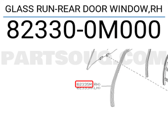 Nissan 823300M000 GLASS RUN-REAR DOOR WINDOW,RH