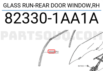 Nissan 823301AA1A GLASS RUN-REAR DOOR WINDOW,RH