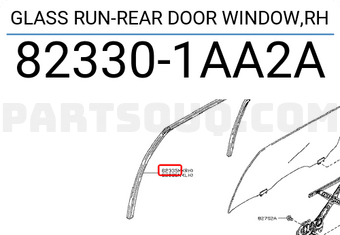 Nissan 823301AA2A GLASS RUN-REAR DOOR WINDOW,RH