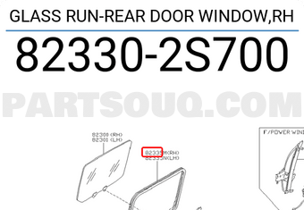 Nissan 823302S700 GLASS RUN-REAR DOOR WINDOW,RH