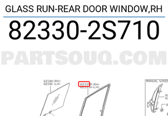 Nissan 823302S710 GLASS RUN-REAR DOOR WINDOW,RH