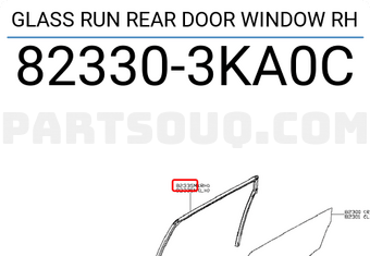 Nissan 823303KA0C GLASS RUN REAR DOOR WINDOW RH