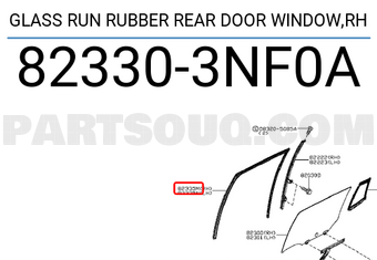 Nissan 823303NF0A GLASS RUN RUBBER REAR DOOR WINDOW,RH