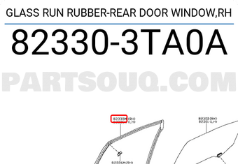 Nissan 823303TA0A GLASS RUN RUBBER-REAR DOOR WINDOW,RH