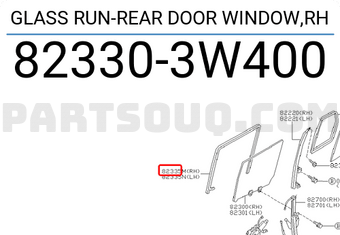 Nissan 823303W400 GLASS RUN-REAR DOOR WINDOW,RH