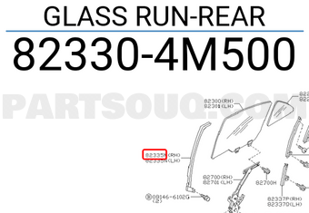 Nissan 823304M500 GLASS RUN-REAR