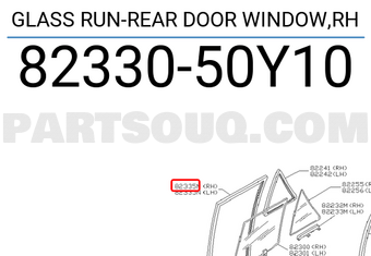 Nissan 8233050Y10 GLASS RUN-REAR DOOR WINDOW,RH