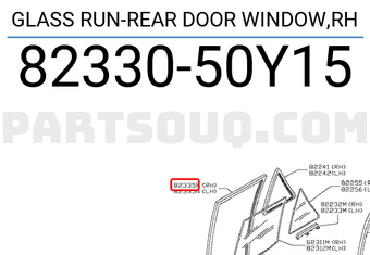 Nissan 8233050Y15 GLASS RUN-REAR DOOR WINDOW,RH