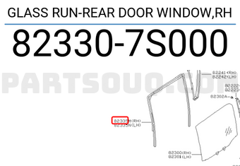Nissan 823307S000 GLASS RUN-REAR DOOR WINDOW,RH