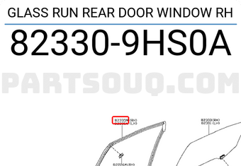 Nissan 823309HS0A GLASS RUN REAR DOOR WINDOW RH