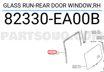 Nissan 82330EA00B GLASS RUN-REAR DOOR WINDOW,RH