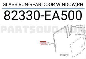 Nissan 82330EA500 GLASS RUN-REAR DOOR WINDOW,RH