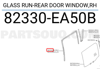 Nissan 82330EA50B GLASS RUN-REAR DOOR WINDOW,RH