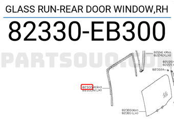 Nissan 82330EB300 GLASS RUN-REAR DOOR WINDOW,RH