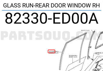 Nissan 82330ED00A GLASS RUN-REAR DOOR WINDOW RH