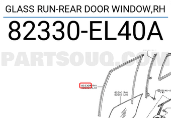 Nissan 82330EL40A GLASS RUN-REAR DOOR WINDOW,RH