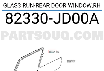 Nissan 82330JD00A GLASS RUN-REAR DOOR WINDOW,RH