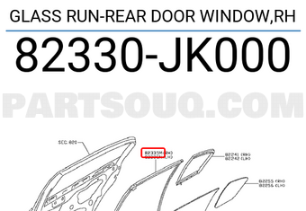 Nissan 82330JK000 GLASS RUN-REAR DOOR WINDOW,RH