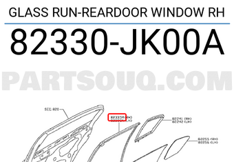Nissan 82330JK00A GLASS RUN-REARDOOR WINDOW RH
