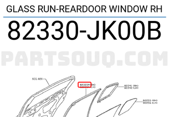 Nissan 82330JK00B GLASS RUN-REARDOOR WINDOW RH