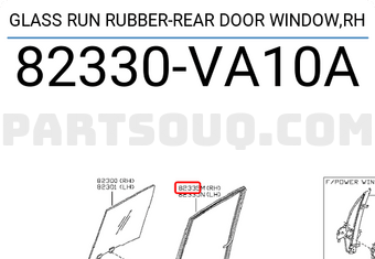 Nissan 82330VA10A GLASS RUN RUBBER-REAR DOOR WINDOW,RH
