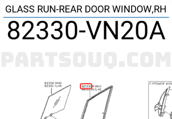 Nissan 82330VN20A GLASS RUN-REAR DOOR WINDOW,RH