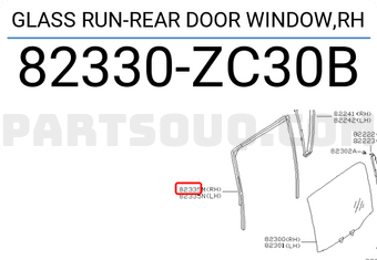 Nissan 82330ZC30B GLASS RUN-REAR DOOR WINDOW,RH