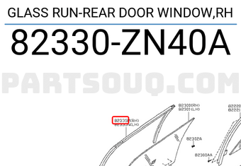 Nissan 82330ZN40A GLASS RUN-REAR DOOR WINDOW,RH