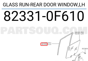Nissan 823310F610 GLASS RUN-REAR DOOR WINDOW,LH