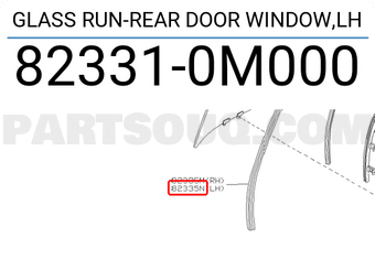 Nissan 823310M000 GLASS RUN-REAR DOOR WINDOW,LH