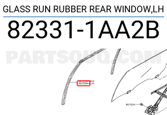 Nissan 823311AA2B GLASS RUN RUBBER REAR WINDOW,LH