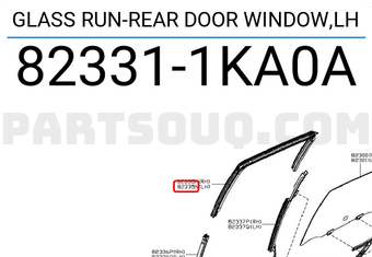 Nissan 823311KA0A GLASS RUN-REAR DOOR WINDOW,LH