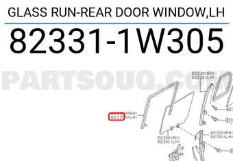 Nissan 823311W305 GLASS RUN-REAR DOOR WINDOW,LH