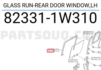 Nissan 823311W310 GLASS RUN-REAR DOOR WINDOW,LH