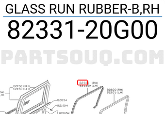 Nissan 8233120G00 GLASS RUN RUBBER-B,RH