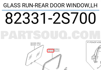 Nissan 823312S700 GLASS RUN-REAR DOOR WINDOW,LH