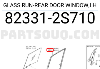 Nissan 823312S710 GLASS RUN-REAR DOOR WINDOW,LH