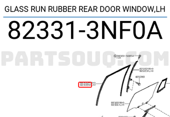 Nissan 823313NF0A GLASS RUN RUBBER REAR DOOR WINDOW,LH