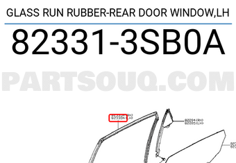 Nissan 823313SB0A GLASS RUN RUBBER-REAR DOOR WINDOW,LH