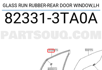 Nissan 823313TA0A GLASS RUN RUBBER-REAR DOOR WINDOW,LH