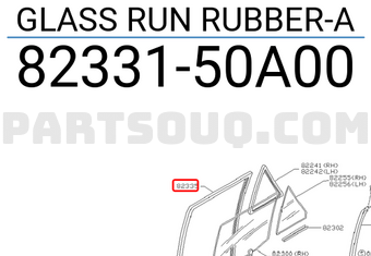 Nissan 8233150A00 GLASS RUN RUBBER-A
