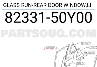Nissan 8233150Y00 GLASS RUN-REAR DOOR WINDOW,LH