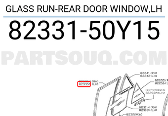 Nissan 8233150Y15 GLASS RUN-REAR DOOR WINDOW,LH