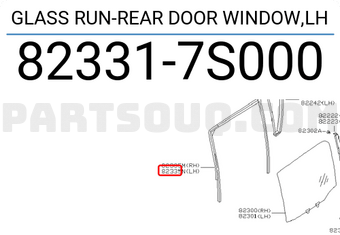 Nissan 823317S000 GLASS RUN-REAR DOOR WINDOW,LH