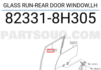 Nissan 823318H305 GLASS RUN-REAR DOOR WINDOW,LH